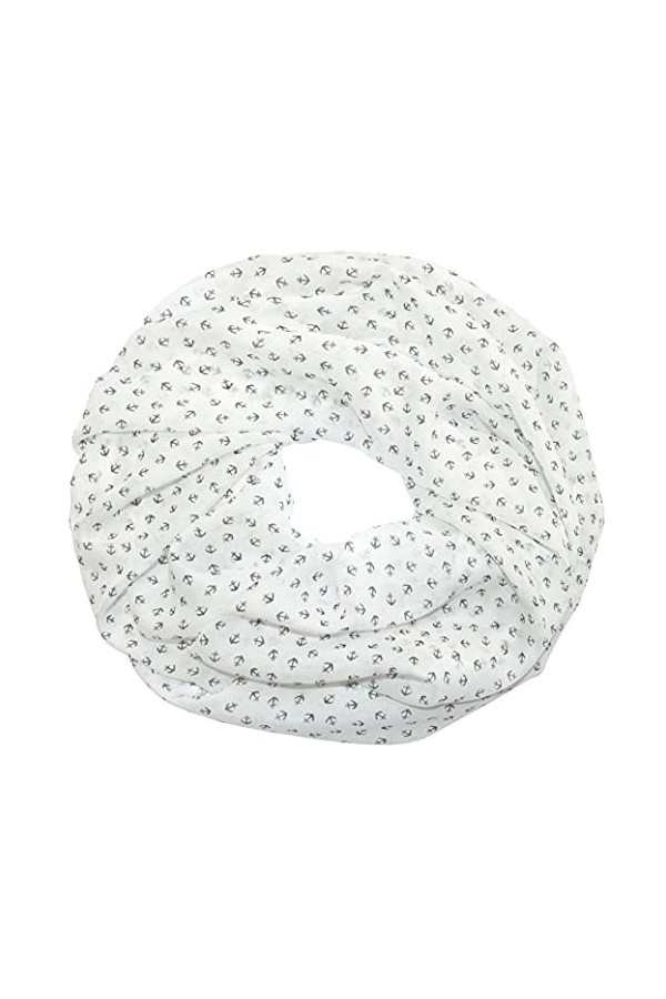 Écharpe tour Eiffel Paris à pois - Motif ancre - Ville - Vintage - Maritime, Ancre – Blanc avec noir, taille unique