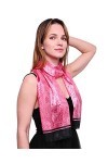 BasicSense Écharpe en satin imprimé rose pour femme, rose, taille unique