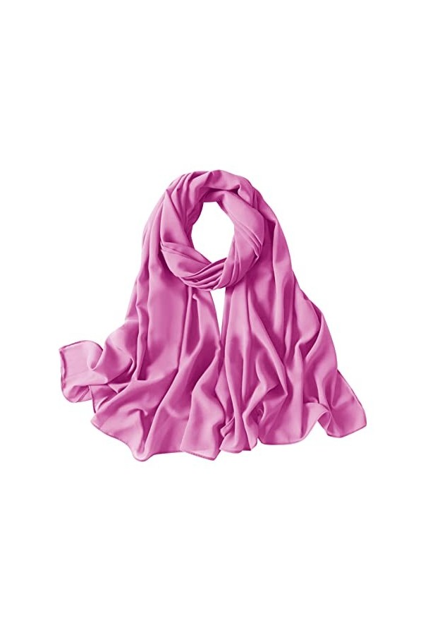 NICEYEA Lot de 2 écharpes en mousseline de soie douce pour femme, couleur unie, col long, turban pour mariage, fête, soirée,