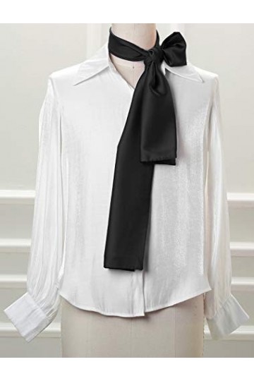 sourcing carte Skinny Soyeux Couleur unie Longue Écharpes étroites Taille Ceinture Cravate Cou Enveloppes pour les Femmes - N