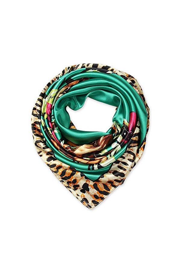 corciova Fashion Big soie comme Satin Femme Cheveux écharpe coiffe couvre-chefs 88,9&nbsp;x 88,9&nbsp;cm Accessoire - vert - Taille Uni