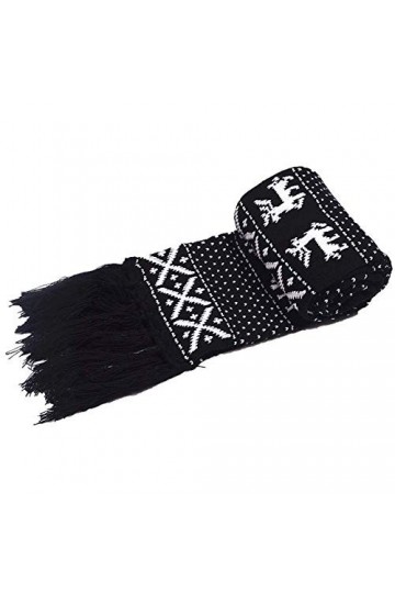 Losuya Écharpe dhiver tricotée pour homme et femme Noir