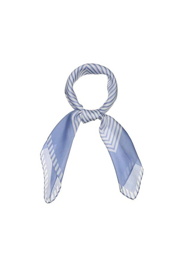 Sourcing map 70 cm Femmes Rayures Imprimer Carré Écharpe Kerchief Col Écharpe Serre-tête - Bleu - 27.5W x 27.5L