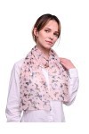 BasicSense Écharpe classique en mousseline de soie avec imprimé papillon, Rose pêche, taille unique