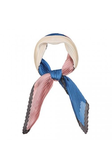 sourcing map Plissé Contraste Couleur Bloc Rhombus Cou Écharpe Bandana pour Femme - Rose - 96 x 39 cm L*W 