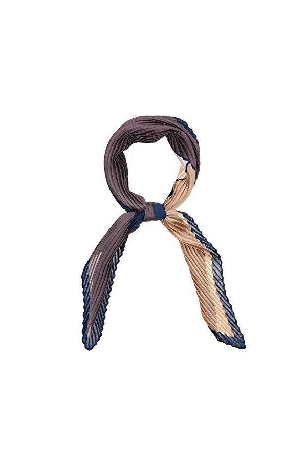 sourcing map Plissé Contraste Couleur Bloc Rhombus Cou Écharpe Bandana pour Femme - Rose - 96 x 39 cm L*W 