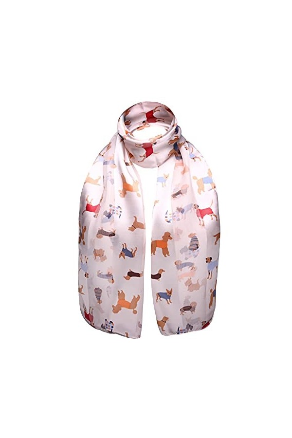 BasicSense Foulard pour femme en satin léger et soyeux à rayures, Multicolore ivoire, taille unique