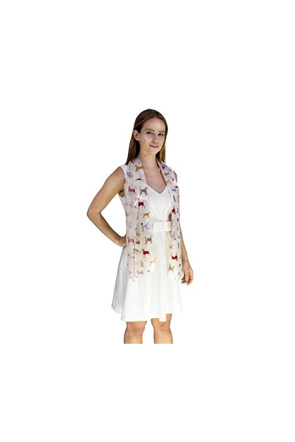 BasicSense Foulard pour femme en satin léger et soyeux à rayures, Multicolore ivoire, taille unique