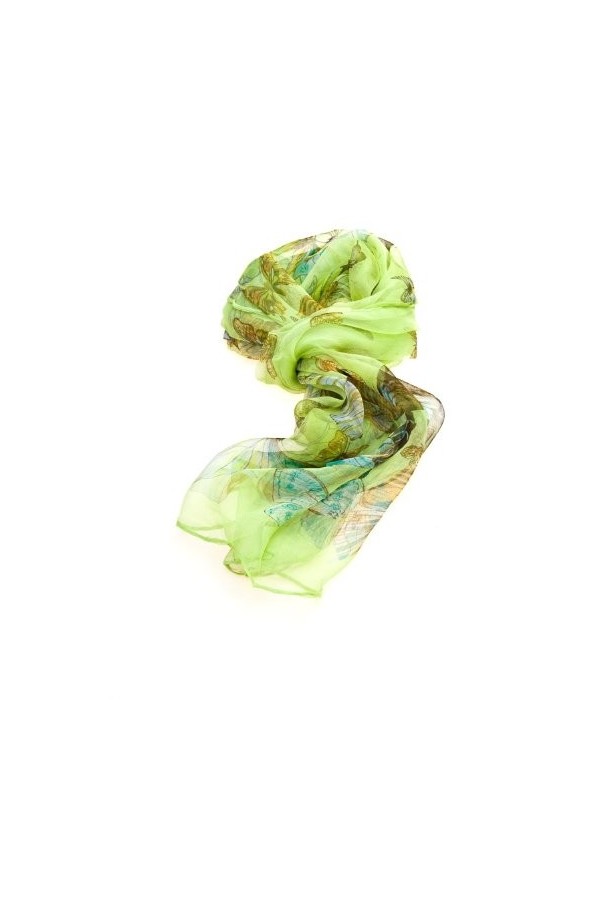 Handbag Queen - Foulard 100% Soie - Femme - Vert - Motif Papillons