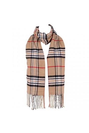 Hat To Socks Écharpe dHiver Classique à Carreaux Super Douc Chaude et Élégante pour les Femmes et les Hommes Chameau 