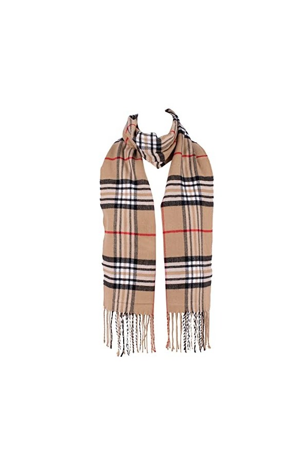 Hat To Socks Écharpe dHiver Classique à Carreaux Super Douc Chaude et Élégante pour les Femmes et les Hommes Chameau 