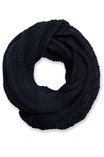 styleBREAKER écharpe loop tricotée à carreaux, mailles fines unies, écharpe dhiver, unisexe 01018154, couleur:Noir