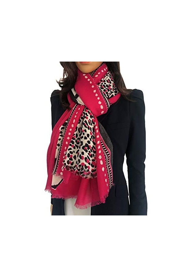 The Accessory Co Grande écharpe en peau de serpent pour femme Imprimé léopard Écharpes légères Jaune moutarde Orange Rouge Bl