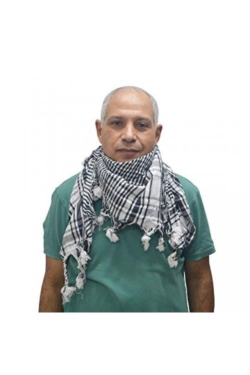 Horus Artesanía de Egipto Foulard palestinien shemagh keffiyeh Hatta arabe Wrap Écharpe unisexe 100% coton. - Noir - Taille U
