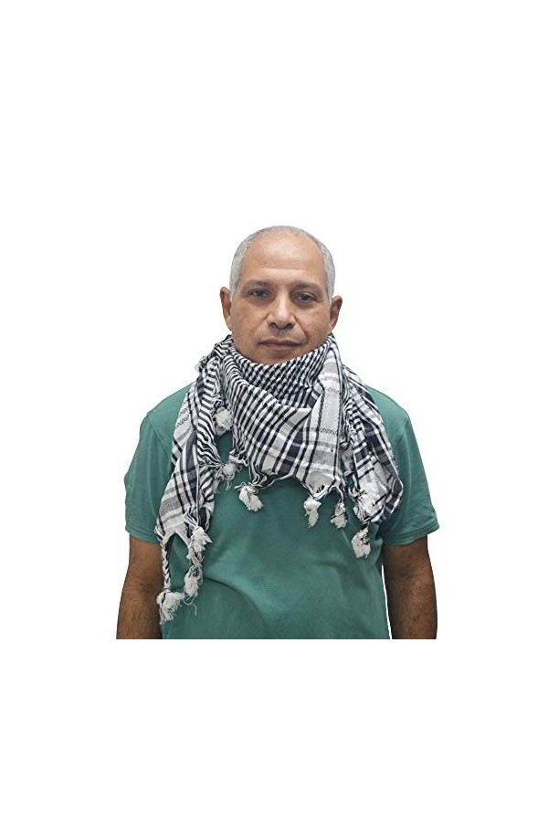 Horus Artesanía de Egipto Foulard palestinien shemagh keffiyeh Hatta arabe Wrap Écharpe unisexe 100% coton. - Noir - Taille U