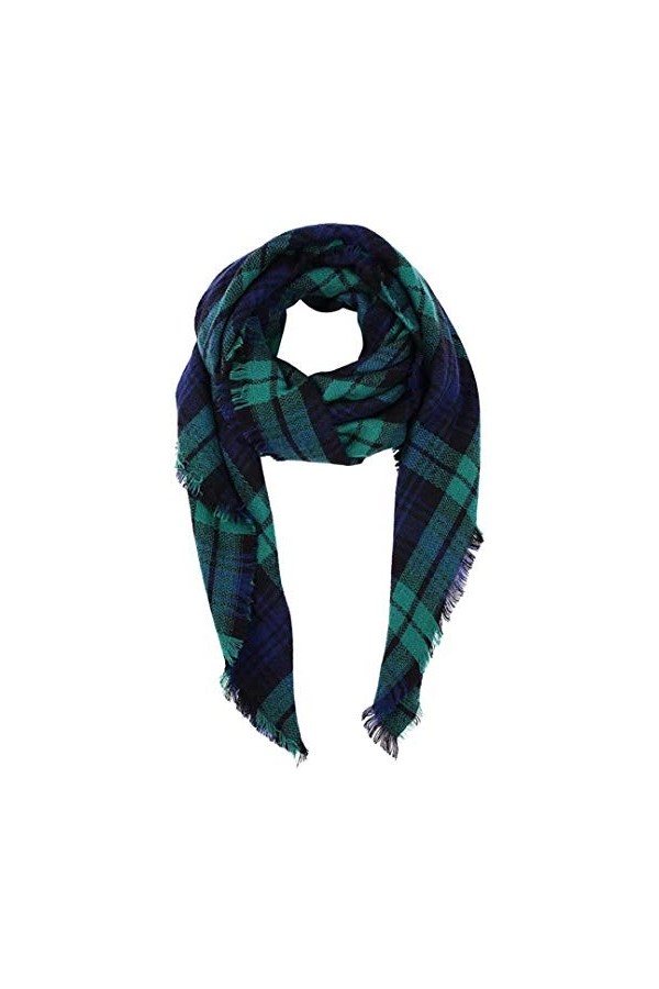 Boolavard Écharpe Plaid Cachemire Feel Classic Soft Hiver Luxueux Pour Hommes Femmes Vert 