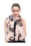 Lina & Lily Écharpe Foulard pour Femme Imprimé Rose and Crâne le jour de la morts Rose&nbsp;Clair 