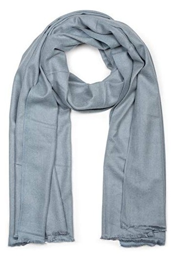 styleBREAKER écharpe étole douce, couleur unie avec franges, tissu, unisexe 01017070, couleur:Gris-bleu
