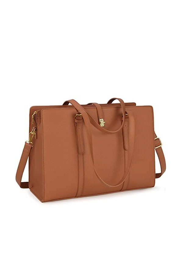 IGOLUMON Sac à Main Cabas Femmes Grande Capacité, Ordinateur 15.6 Pouces Imperméable PU Cuir Sac de Cours Lycee Bandoulieres 