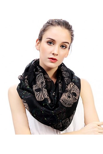 Lina & Lily écharpe tube imprimé crâne jour des morts Noir 