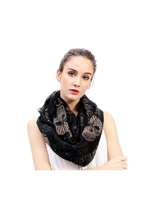 Lina & Lily écharpe tube imprimé crâne jour des morts Noir 