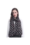 Lina & Lily Écharpe Foulard pour Femme Imprimé Chat Matou Noir 