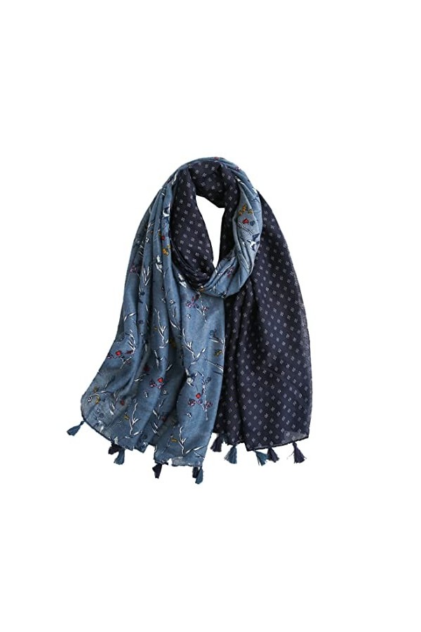 Ecroon C5JG Écharpe vintage en acrylique bleu marine