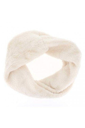 Echarpe Femme Col Fausse Fourrure Synthétique 100% Acrylique Blanche - Cache cou Snood uni Chic et Original - Echarpe Fermée 