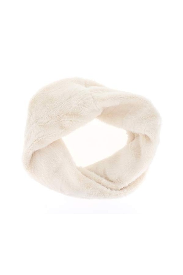 Echarpe Femme Col Fausse Fourrure Synthétique 100% Acrylique Blanche - Cache cou Snood uni Chic et Original - Echarpe Fermée 