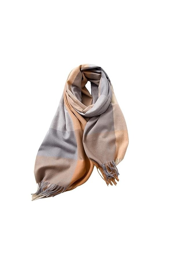 spirgear Echarpe Femme Hiver Grosse Châle Plaid Foulard Douce Chaude 190 x 68 cm, Camel Foncé