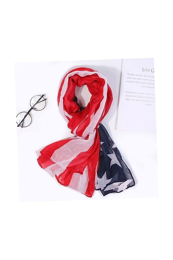 ABOOFAN Écharpe patriotique américaine imprimée avec mémoire, Image 1, 180*90cm