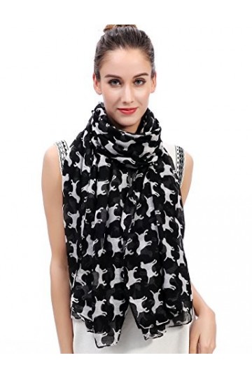 Lina & Lily Écharpe Foulard pour Femme Imprimé Chien Labrador Retriever Camel 