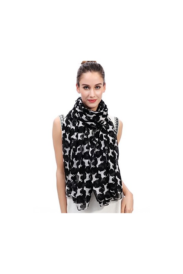 Lina & Lily Écharpe Foulard pour Femme Imprimé Chien Labrador Retriever Camel 