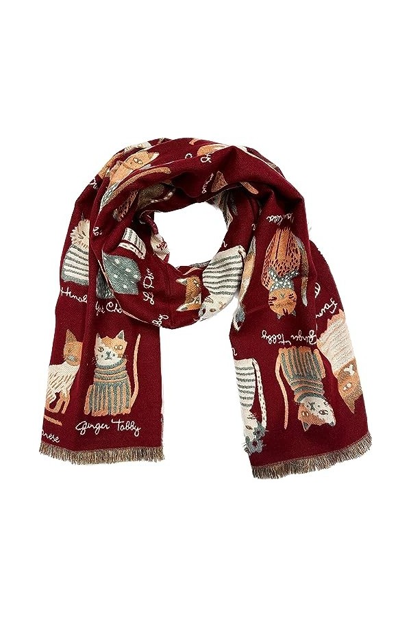 J26 Écharpe dhiver XXL en coton - Motif oursons et chats, Chat rose, 68 x 190 cm