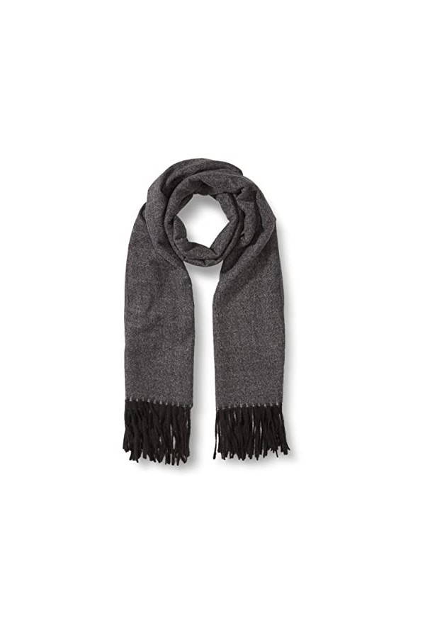 Only ONLSOFT Life Melange Weaved Scarf CC Echarpe, Black/Detail:+ White, Taille Unique aux Femmes