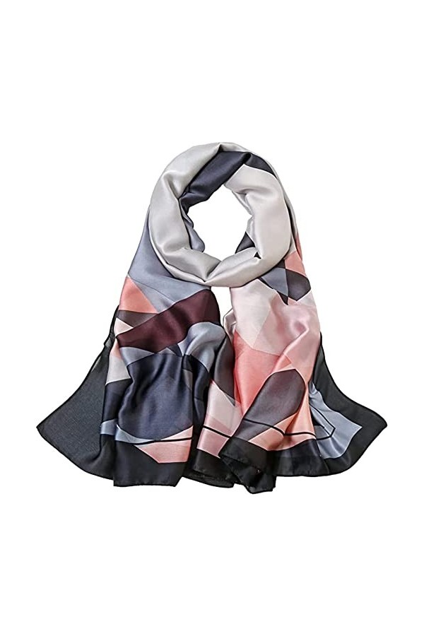 WEIGEER Silk Scarf Women Shawl Black Scarf Stain Neckerchief Head Wraps Thin Scarf Ladies Beach Shawl Vintage Painting Bridal