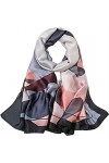 WEIGEER Silk Scarf Women Shawl Black Scarf Stain Neckerchief Head Wraps Thin Scarf Ladies Beach Shawl Vintage Painting Bridal