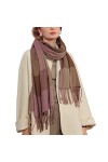 Écharpe Femme Classique Grande Écharpe à Carreaux Longue Etole avec Franges Écharpe Femme Élégante en Imitation Cachemire Cha