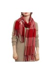 Écharpe Femme Classique Grande Écharpe à Carreaux Longue Etole avec Franges Écharpe Femme Élégante en Imitation Cachemire Cha