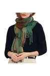 Écharpe Femme Classique Grande Écharpe à Carreaux Longue Etole avec Franges Écharpe Femme Élégante en Imitation Cachemire Cha
