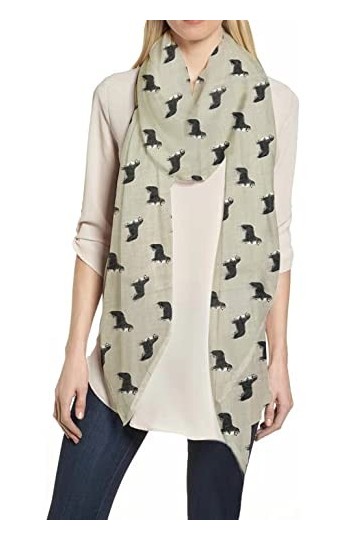 Lina & Lily Écharpe Châle Foulard Femme Bufanda Imprimé Chiens - Bouvier Bernois Gris clair 