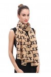 Lina & Lily Écharpe Foulard pour Femme Imprimé Chien Labrador Retriever Camel 