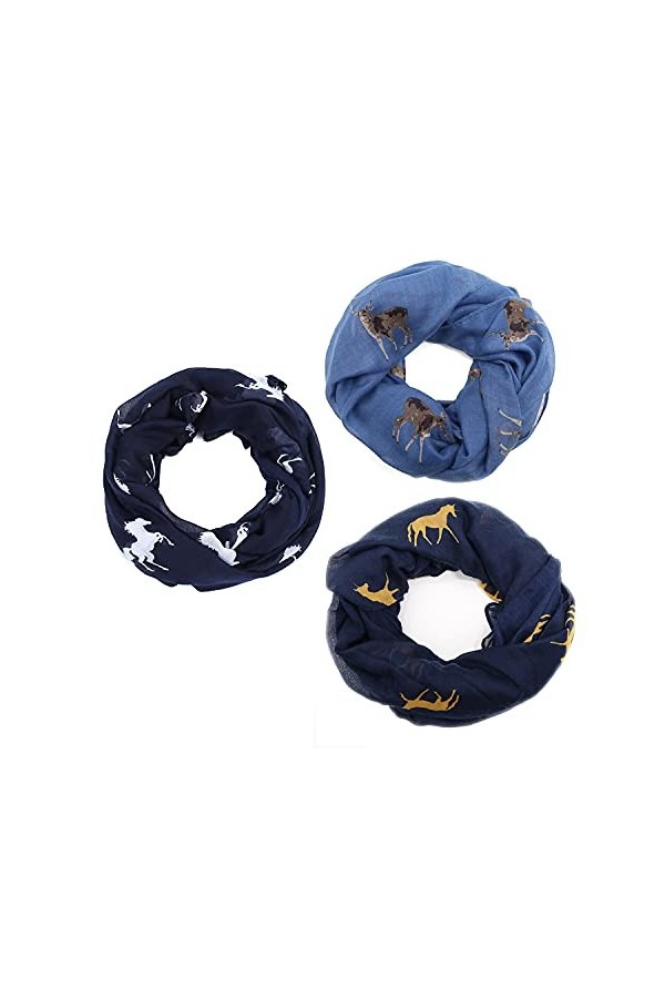 AnJuHoPa Foulard tubulaire en viscose tissé pour femme 3 pièces multicolores 