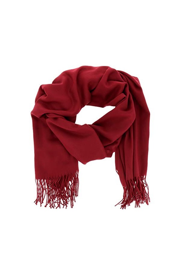 moonbow Echarpe Femme - Pashmina - Echarpe Douce Femme - Foulard - Echarpe Frange Bordeaux 