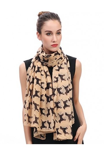 Lina & Lily Écharpe Foulard pour Femme Imprimé Chien Labrador Retriever Camel 