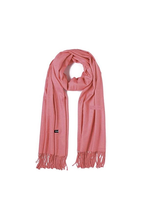 GFM Écharpe bicolore toucher cachemire pour automne et hiver S1-rose corail - FS-H-1601-CorGlb 