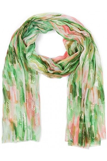 styleBREAKER Écharpe pour femme avec rayures colorées motif dégradé de couleur et accents métalliques, étole multicolore rayé