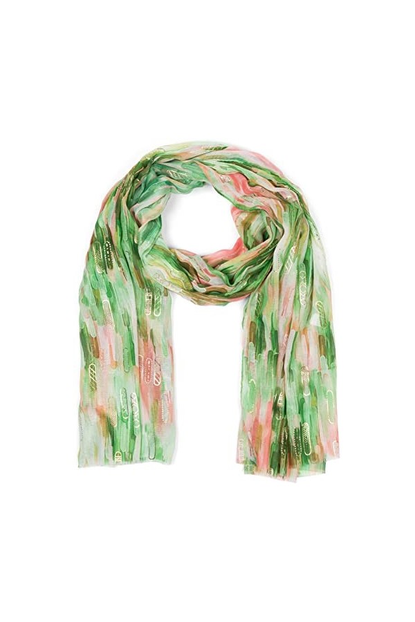 styleBREAKER Écharpe pour femme avec rayures colorées motif dégradé de couleur et accents métalliques, étole multicolore rayé