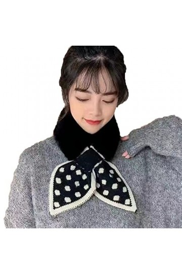 DNLKWGO Écharpe dhiver chaude en fourrure polaire avec col en fausse fourrure pour femmes et filles, Noir , taille unique