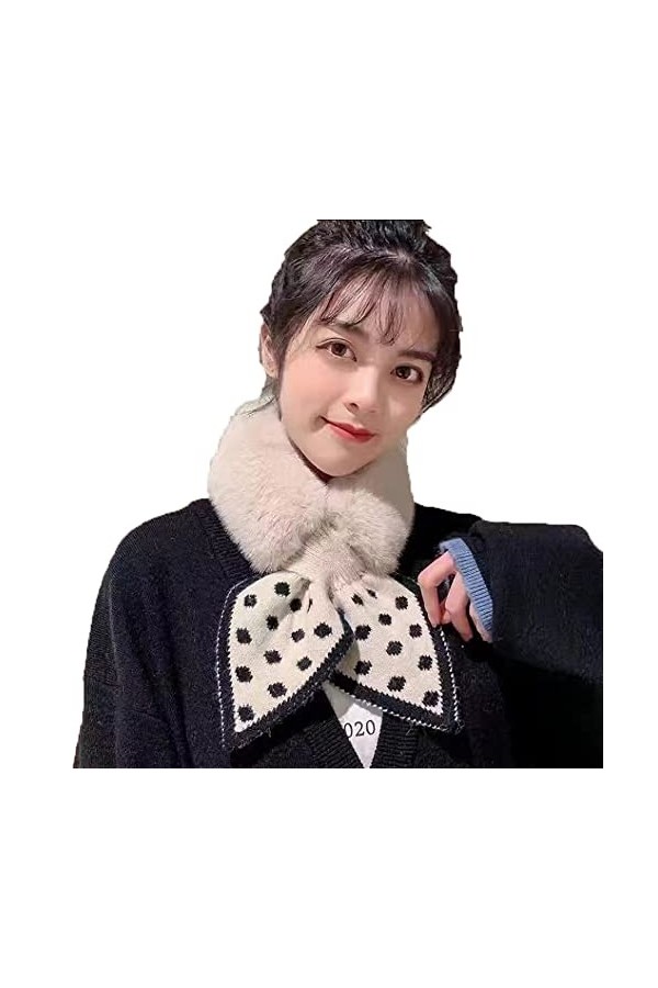 DNLKWGO Écharpe dhiver chaude en fourrure polaire avec col en fausse fourrure pour femmes et filles, Noir , taille unique